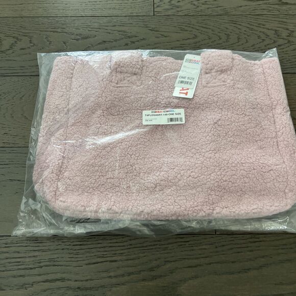 32 degrees Cozy Sherpa Tote Bag "Mauve Shadows" teddy bear fabric NWT - Picture 3 of 6